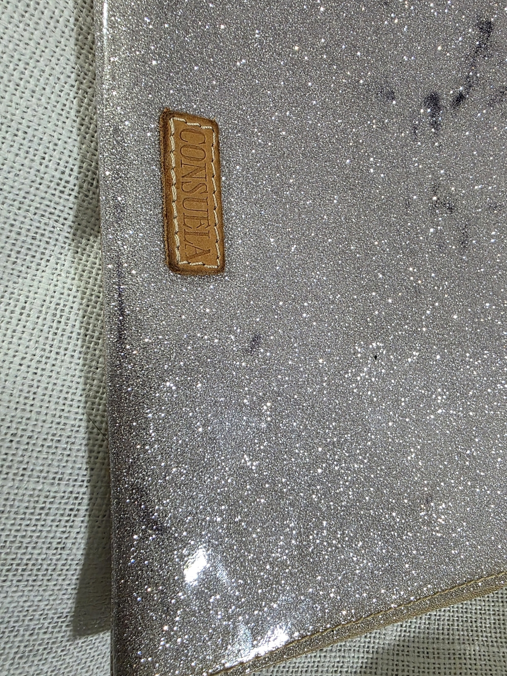 Consuela Glitter Clutch Zip Pouch Sparkle Tassel Bag - Picture 4 of 12